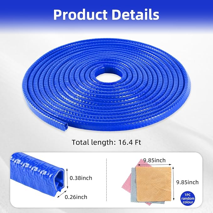 SINGARO 16.4Ft (5M) Door Edge Anti Collision, Non Adhesive Rubber Edge Decoration Car Door Protection, Suitable for Most Car Models with External Accessories (Blue)