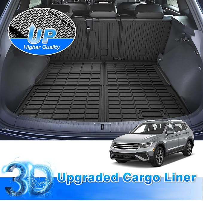 Cartist Cargo Mat Fit for Volkswagen VW Tiguan 5 Passenger 2018-2024 Trunk Mat with Backrest Mat Accessories TPE All Weather Anti-Slip
