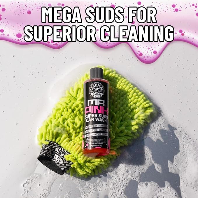 Chemical Guys, Mr. Pink pH-Balanced Car Wash Soap for Foam Cannons, 128 oz | Thick foaming suds lift dirt and grime in foam cannons, blasters or buckets, gentle on wax, sealant and ceramic