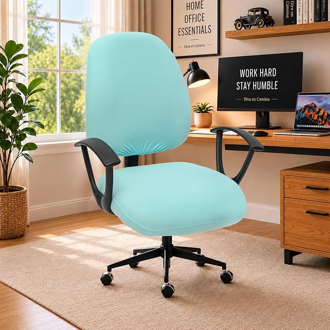 DIVA EN CAMINO DEC Stretchable Desk Office Chair Seat Covers - Universal Stretch Computer Chair Slipcover - 180GSM Washable Rotating Backrest Coverings & Cushion Protectors for Dogs, Cats, Pets