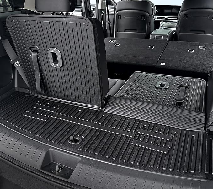 Floor Mats for Hyundai Santa Fe 2024-2026, All Weather Floor Mats Trunk Cargo Liner with Backrest Protectors Accessories, Full Coverage Set (Fit 6/7 Seats)