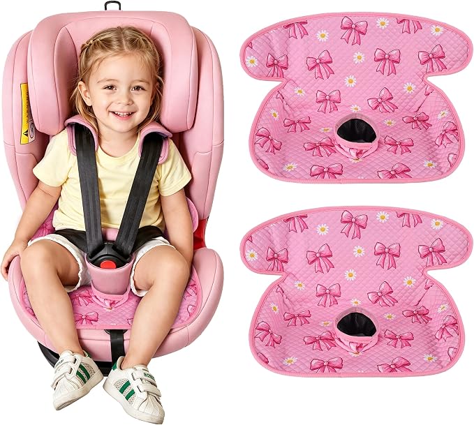 LITTOBEBE2 Pack Waterproof Soft Car Seat Protector for Potty Training, Toddler Car Seat Piddle Liner (Pink Bow, 2PC)