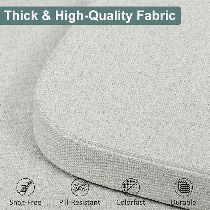 Shinnwa Dining Chairs Cushions Set of 6, Patented Design Memory Foam Kitchen Chair Pads with Ties and Washable Cover, 6 Pack, 17" x 16" x 2", Off White