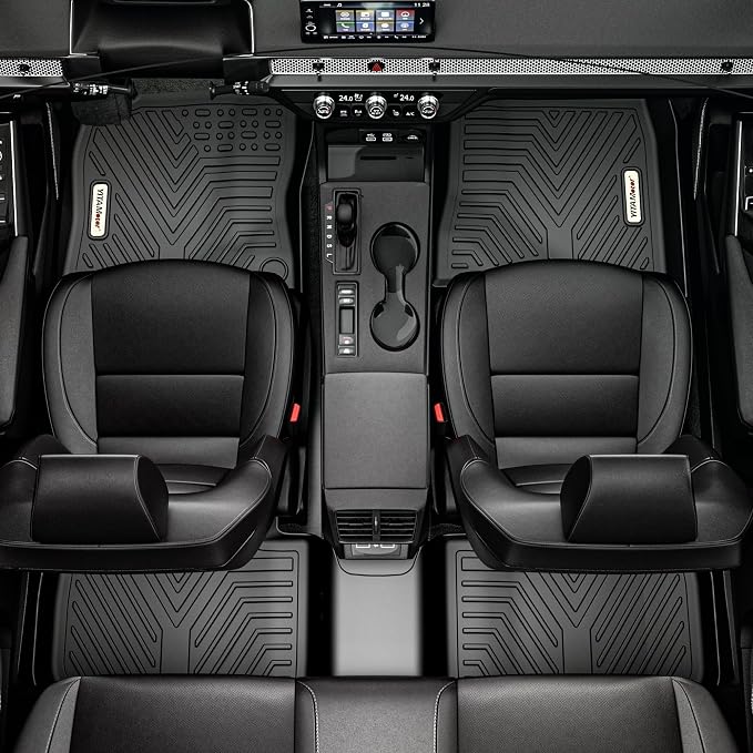 YITAMOTOR Floor Mats for Chevy Colorado & GMC Canyon Crew Cab 2023 2024 2025 2026, Custom Fit All Weather TPE Rubber Car Mats Chevrolet Floor Liners, Pickup Trucks Accessories, 1st & 2nd Row, Black