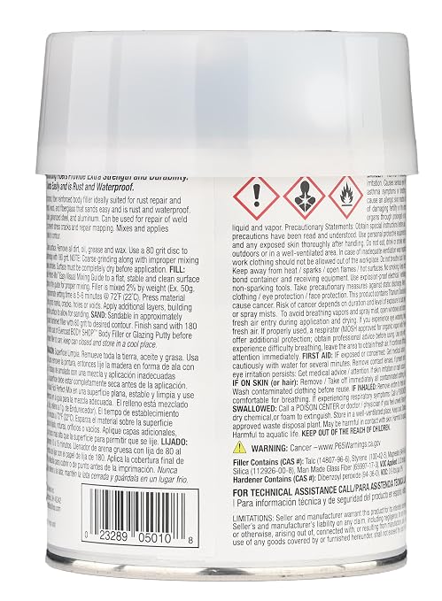Evercoat Body Shop 105010 Pro-Grade Reinforced Filler, Added Strength and Durability for Dents in Aluminum, Fiberglass & More, Easy Mix Hardener Included 13 Fl Oz.