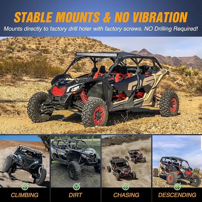 Nilight Light Bar Mounting Brackets for 50 Inch Straight Lights UTV Roof Upper Windshield Compatible with Can-am Maverick X3 MAX DS RS MR Turbo R 2017 2018 2019 2020 2021 2022 2023 2024