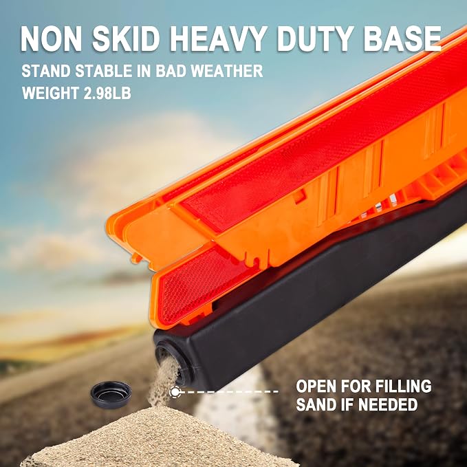 CARTMAN 3PK DOT Approved Foldable Road Safety Warning Triangles | Heavy weighted anti-tip base, high visibility reflect panels, fully compliant with US FMVSS 571.125 roadside safety rules