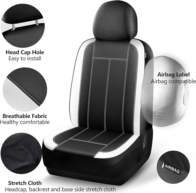 HChengkikz Full Set Neoprene Waterproof Car Seat Covers, Seat Protectors | Water Resistant Seat Protectors, Airbag Compatible, Universal Fit for Sedans, SUVs, Trucks, Vans