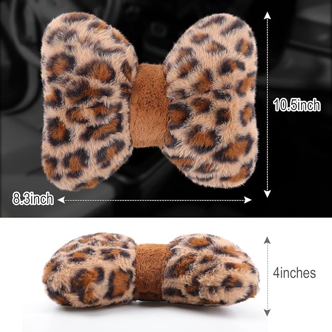 Macarrie 2 Pcs Rose Red Car Neck Pillow Imitation Rabbit Fur Bow Pillow | Soft Comfortable Seat Headrest Support, Cute Bow Car Accessories, Driving Travel Driver Chair Girl Interior Decor, Solid
