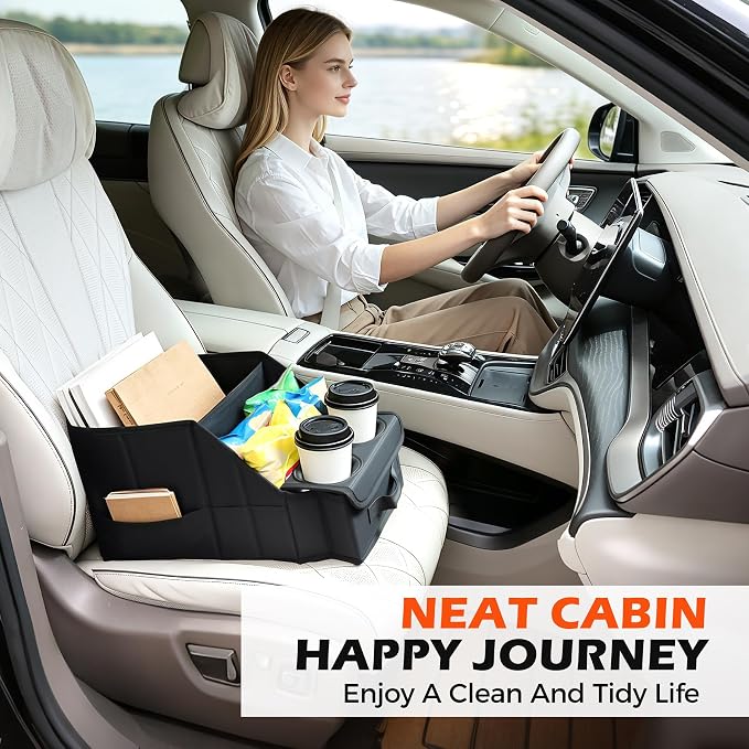 Car Seat Organizer with Cooler Compartment for Front & Rear Seats | 11 Storage Pockets, 2 Cup Holders, Durable Oxford Fabric, SUV & Truck Compatible, Ideal for Kids Family Road Trips