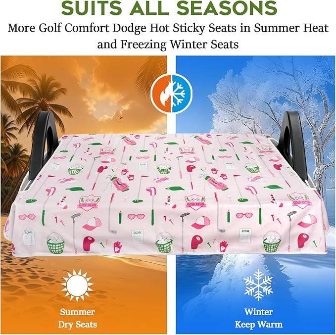 Golf Cart Seat Covers Club Car Golf Cart Accessories for Men Women Golf Carts Seat Towel Blanket 2-Seat Golf Cart Decorations