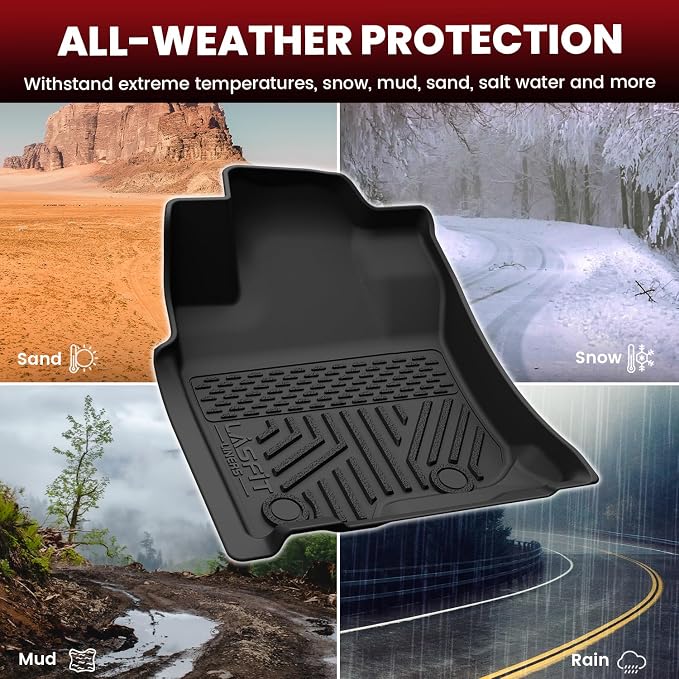 LASFIT Floor Mats&Cargo&Seatback Mats for Toyota 4Runner 2013-2024 (Only Fit 7 Seats), All Weather TPE Mats Custom Fit Floor Liners for 5th Gen 4Runner 1st & 2nd Row Full Set Car Mats and Cargo Liner
