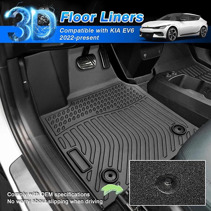 Cartist Floor Mats Compatible with Kia EV6 2022 2023 2024 2025 2026 Accessories All Weather Floor Liner Front & Rear 2 Rows Car Carpet Protection TPE Odorless