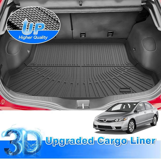 Civic Cargo Liner - Trunk Mat for Honda Civic 2006-2011, All Weather Cargo Mat for Civic Accessories, Heavy Duty Car Mats, Car Accessories