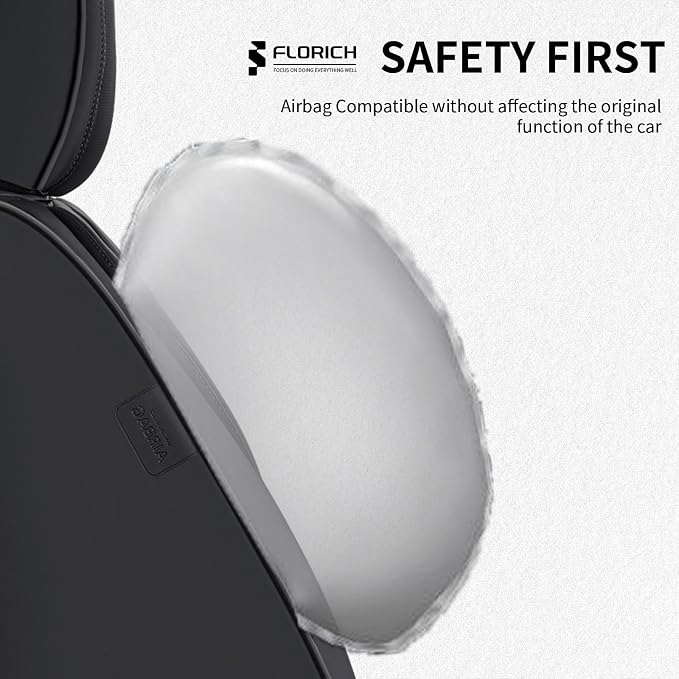 FLORICH Seat Covers, Car Seat Covers Front Seats, Luxury Nappa Leather Seat Covers, Breathable and Waterproof Car Seat Protector 2 Seat, Automotive Seat Covers Universal Fit for Most Cars-Black