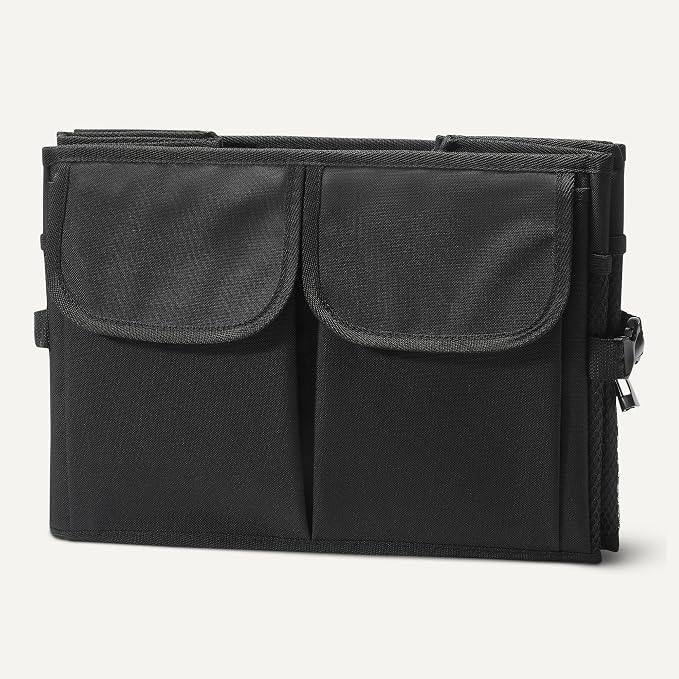 Amazon Basics Car Boot Organiser, Multi-Compartment Trunk Storage Box, Foldable, 51L Capacity, Black