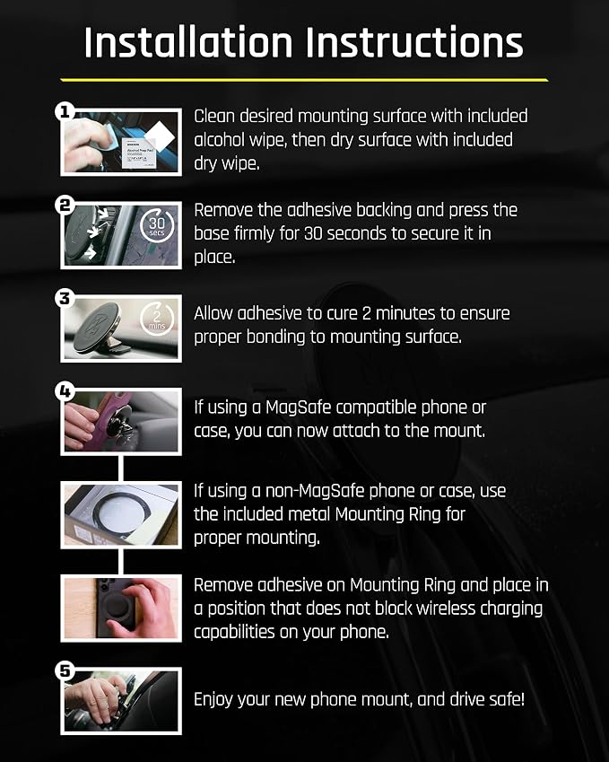 Mob Armor Slim Mount MS - MagSafe Compatible Car Mount, Magnetic Cell Phone Holder, Car Accessories for Women & Men, Supports iPhones & Androids - Sleek & Aesthetic, Heavy Duty Strength - Black Chrome