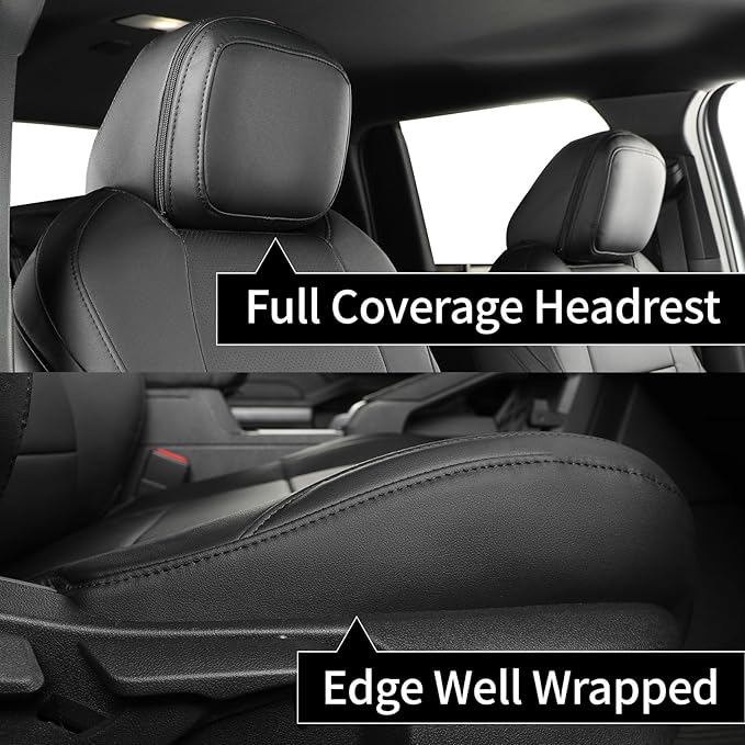 coverdream Tacoma Hybrid Seat Covers Full Set for 2024-2026 Toyota Tacoma TRD Sport,TRD Off-Road,Limited,Trailhunter Pickup,Fully Covered,Waterproof Leather Car Seat Protector (Black)