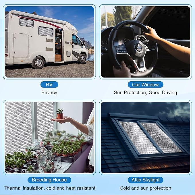 Frienda Double Reflective Bubble Insulation Roll 47inchx15ft Aluminum Foil Heat Bubble Thermal Window Shade Door Cover Blackout for Summer Garage Roof Travel Camper Skylight Shield