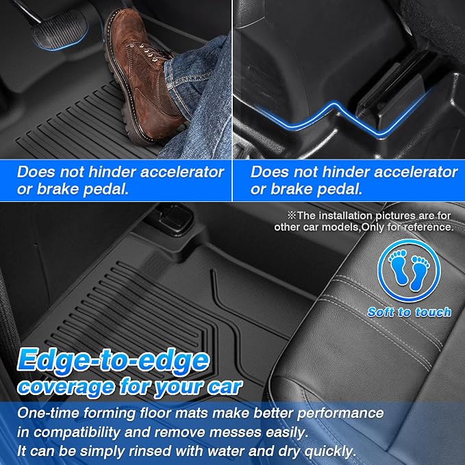 Cartist Floor Mats Fits for Ford Ranger 2019 2020 2021 2022 2023 Accessories All Weather Floor Mat for Ranger Super Crew Floor Liner Heavy Duty Black