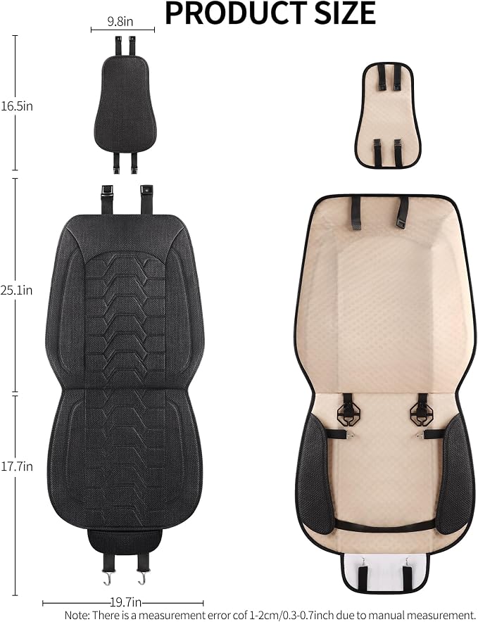 Linen car Seat Covers Breathable Cloth Fabric Seat Protector Front seat Covers Universal Fit for 95% Automotive, Car, Van, SUV, Trucks（Black，2PCS）