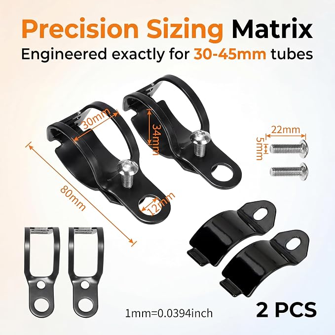 ANKIA 1 Pair Universal Metal Motorcycle Turn Signal Indicator Light Bulb Lamp Mounting Brackets Clamp Holder Support for 30-45mm Front Fork Accessories (Turn Signal Brackets-Black)
