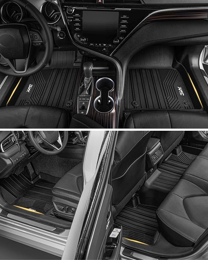 3W Floor Mats & Cargo Liner Fit Toyota Camry 2018-2024 FWD (Not for AWD), TPE All Weather Custom Fit Floor Liner, 1st and 2nd Row and Trunk Mat(L/LE/SE/TRD/XLE/XSE)