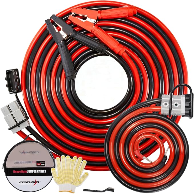 FIERYRED 0 Gauge 30 FT Quick Connect Jumper Cables, 1200A Heavy Duty Booster Cables with Travel Bag, Heavy Duty Battery Jumper Cable for Truck, Diesel Trucks, SUV and Car