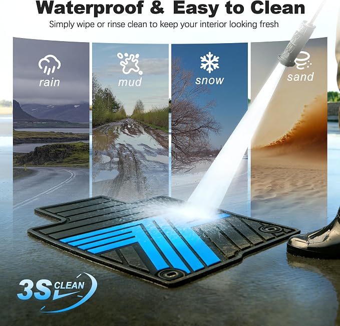 Rubber Floor Mats for Honda Civic Sedan Hatchback Si 2022-2026 | Include Sport but Not for Hybrid, All Weather Car Floor Liners Fit for Acura Integra 2023-2026, 1st & 2nd Row, Black & Blue,