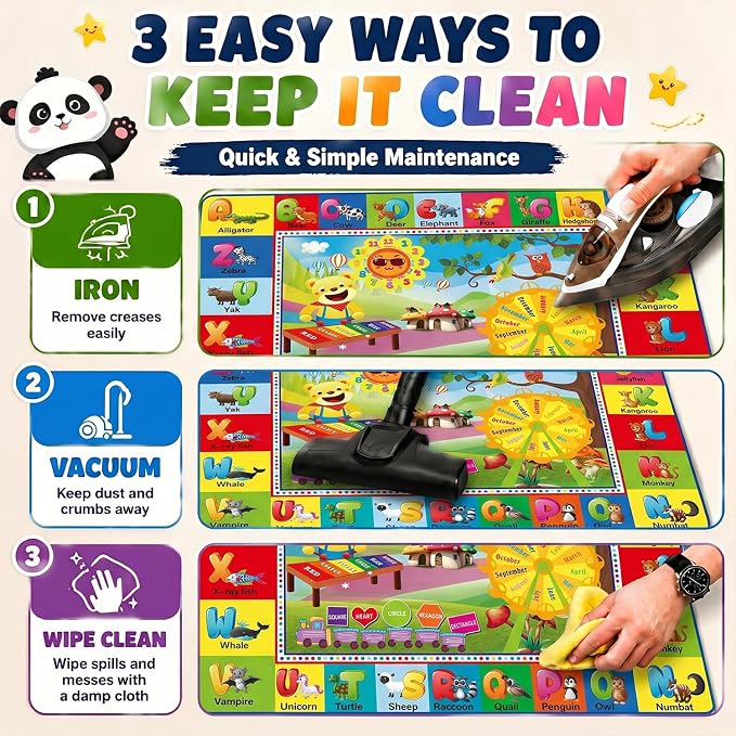 ABC Kids Play Rug, Non-Slip Classroom Carpet,59" x 39.4'' | Colorful ABC pattern, soft low-pile surface, non-slip backing, ideal for playrooms and classrooms