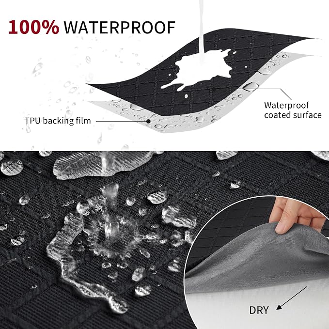 Fuloon Waterproof Seat Cushion Covers 4 PCS, Stretch Jacquard Chair Seat Covers Washable Dining Room Chair Slipcovers Removable Kitchen Cushion Protector (4, Waterproof-Black)
