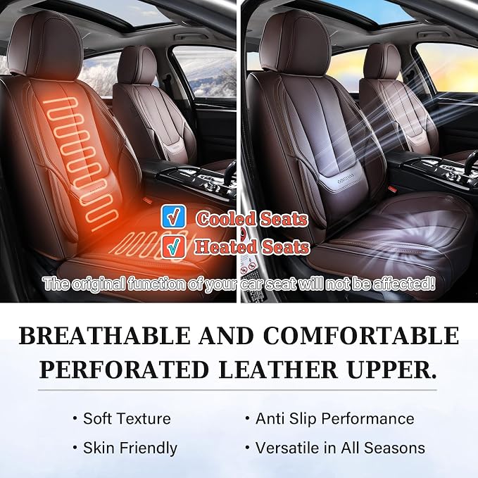 Coverado Car Seat Covers, Seat Covers for Cars, Waterproof Leather Auto Seat Protectors, Leather Car Seat Cushion, Car Interiors Accessories Universal Fit for Most Cars
