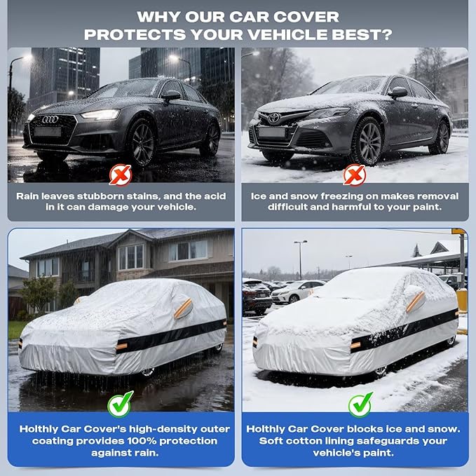 10 Layers Car Cover Custom Fit for Hyundai Sonata (2004-2026), Waterproof All Weather for Automobiles, Outdoor Full Cover Sun Dust Rain Protection with Cotton. Silver