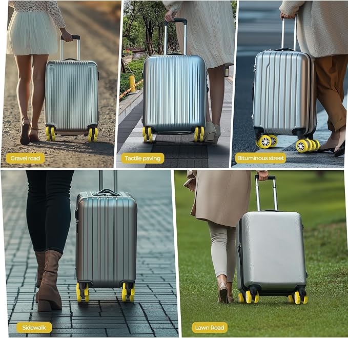 8Pcs Upgrade Luggage Wheel Covers, Travel Accessories (Yellow) | Wear-resistant & anti-noise silicone covers. Fits 2-2.4" wheels. Protects suitcase wheels. Travel essential for suitcases