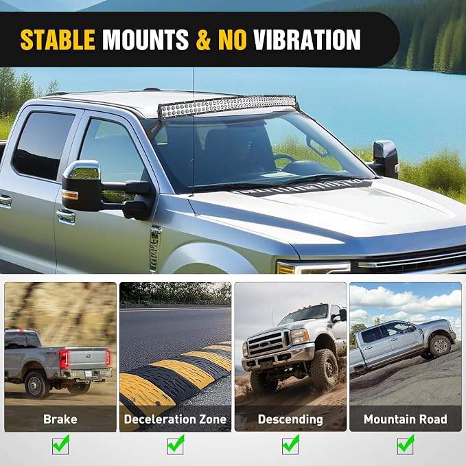 Nilight 54 inch Curved LED Light Bar Bracket Mounting Upper Windshield Roof Cab Brackets Compatible with Ford F250 F350 F450 Super Duty 1999-2016