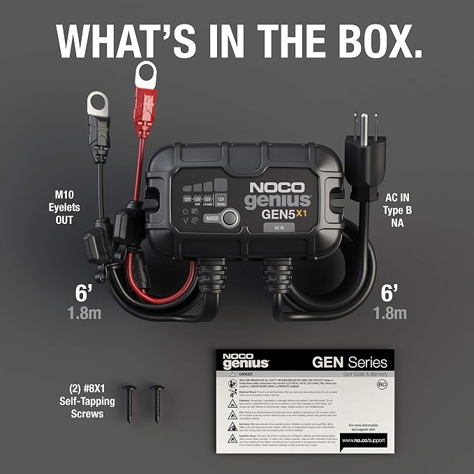 NOCO Genius GEN5X1: 1-Bank, 5A Onboard Battery Charger - 5A Per Bank, 12V Waterproof Marine Charger with Overcharge Protection & Temperature Compensation – for Lead-Acid & Lithium Batteries