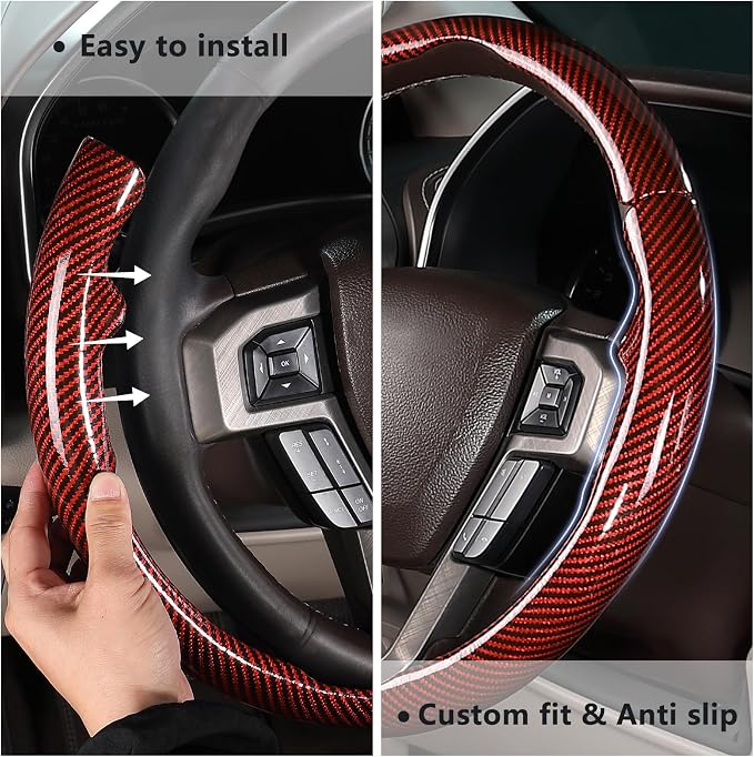 Steering Wheel Cover for Ford F150 2015-2020/ F250 2017-2022/ F350 2017-2022/ F450 2017-2022/ F550 2017-2022/ Ford Expedition 2018-2021 Steering Wheel Protector for Ford Steering Wheel Accessories