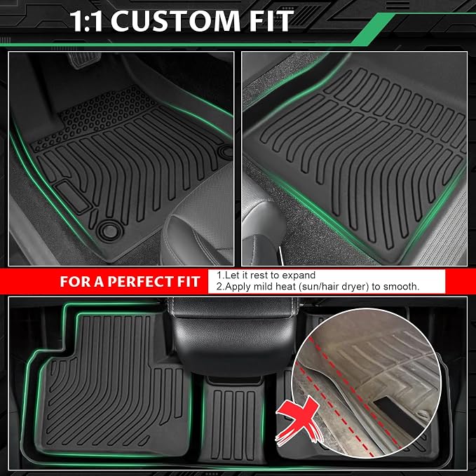 Floor Mats for Honda Accord 2018-2022, Accord & Accord Hybrid Floor Mats | NOT for Hatchback, 1st & 2nd & Cargo Liner, TPE All Weather Protection Waterproof