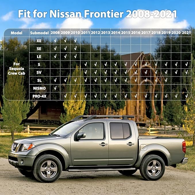Floor Mats for 2008-2021 Nissan Frontier Crew Cab | All Weather TPE Floor Liners Custom Fit Frontier Heavy Duty Car Mats 1st & 2nd Mat Accessories Odorless Anti Slip Black