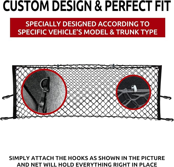 Envelope Style Trunk Mesh Cargo Net for Dodge Charger 2011-2024 - Car Accessories - Premium Trunk Organizers and Storage - Cargo Net for Sedan - Vehicle Carrier Organizer for Dodge Charger