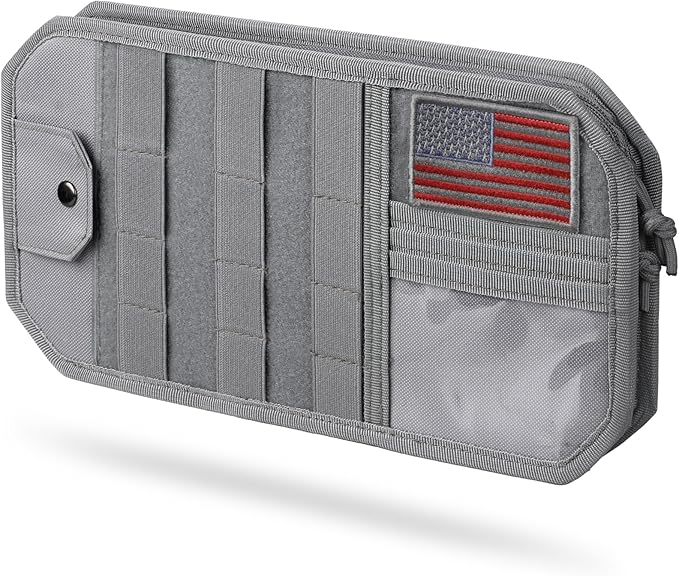 Molle Car Sun Visor Organizer, Fit Most Car Truck Patrols Van SUV | Auto Accessories Semi-Rigid MOLLE Panel, with Zipper Storage Pouch, Glasses Holder, for Gears Road Trip Daily Driving