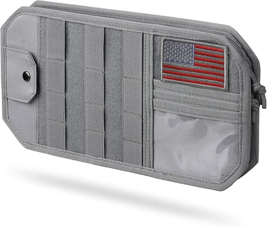 Molle Car Sun Visor Organizer, Fit Most Car Truck Patrols Van SUV | Auto Accessories Semi-Rigid MOLLE Panel, with Zipper Storage Pouch, Glasses Holder, for Gears Road Trip Daily Driving