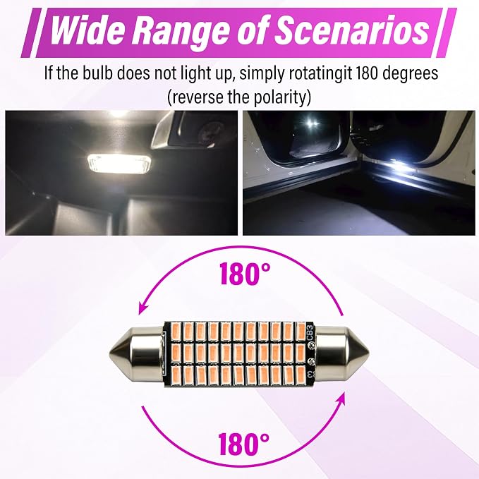 ecocstm 24 PCS LED Interior Car Lights, T10 31mm 41mm LED Interior Lights Replacement Kit, 14V Interior Led Lights for Cars Dome, Map, Door, Trunk, Indicator Light (Pink Purple)