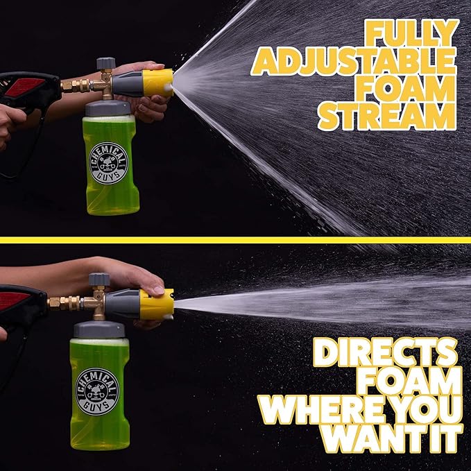Chemical Guys, Big Mouth Max Foam Cannon for Pressure Washers, 34 oz Bottle | Thick clinging shaving-cream foam, wide-mouth fill, adjustable nozzle and stainless fittings for cars and home