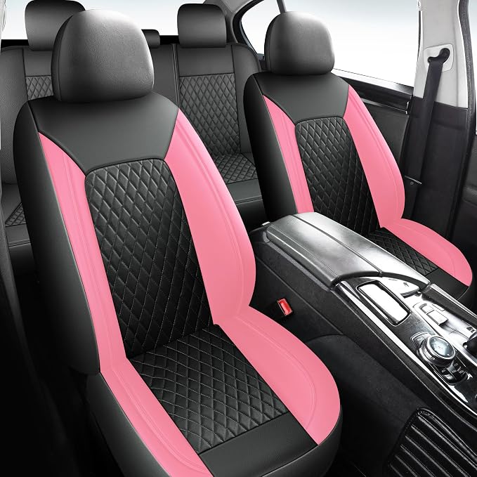 HChengkikz Faux Leather Full Set Car Seat Covers, Front & Split Rear | Bench Seat Protectors, Easy to Install Universal Fit for Sedans, Trucks, Vans, SUVs Automotive Interior Accessories