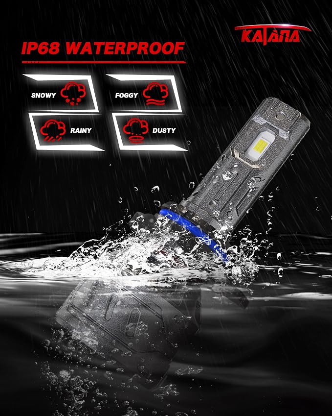 Katana 9012 Bulbs, HIR2 400% Brightness 6500K Plug and Play Fog of 2 | 1:1 Size,Cooling Fan,360°Beam Angle