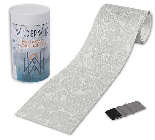 Bike Frame Protection Tape- High Impact Clear Vinyl Wrap Includes Tool (4”x72) Bicycle Frame Protector, Mountain Bike Frame Guard Chainstay Protector (Skulls)