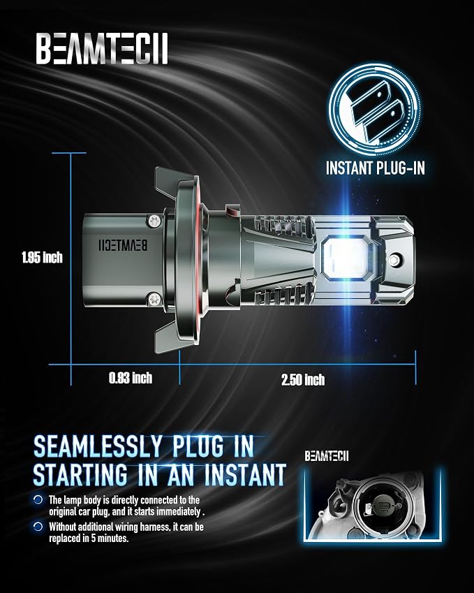 BEAMTECH H13/9008 Bulbs, G-XPower Chips 500% Brighter Fog Light, 2 Bulbs | 6500K Xenon White Light Plug and Play