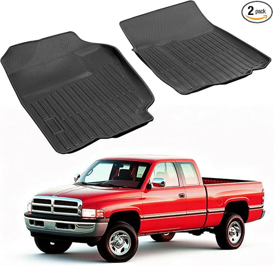 Car Floor Mats for Dodge Ram 1500 1994-2001 & Ram 2500 3500 1994-2002 Full | All Weather Full Coverage Floor Liners Heavy Duty Waterproof Ram 1500 Accessories TPE Trunck Rubber Carpet All 2nd Gen Cab