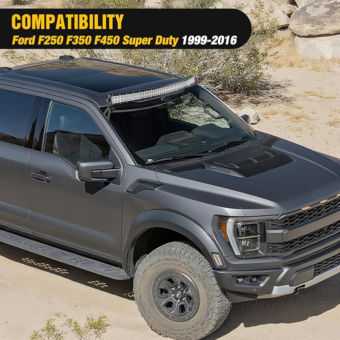 Nilight 54 inch Curved LED Light Bar Bracket Mounting Upper Windshield Roof Cab Brackets Compatible with Ford F250 F350 F450 Super Duty 1999-2016